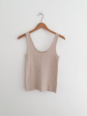 NIC+ZOE Ribbed Tank Neutral Cotton Sweater Shell Top Minimalist Knit Layering PP
